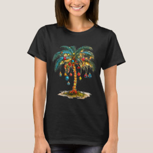 Christmas Palm Tree Women Funny Hawaiian Beach Tro T-Shirt