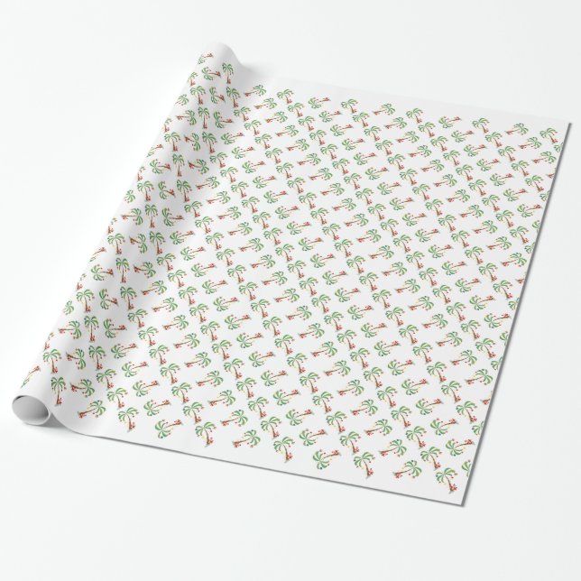 Christmas Palm Tree Wrapping Paper (Unrolled)