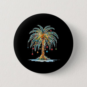 Christmas Palm Tree Xmas Light Matching Family Hol 6 Cm Round Badge