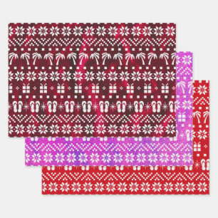 Christmas Palm Trees and Flip Flops Wrapping Paper Sheet