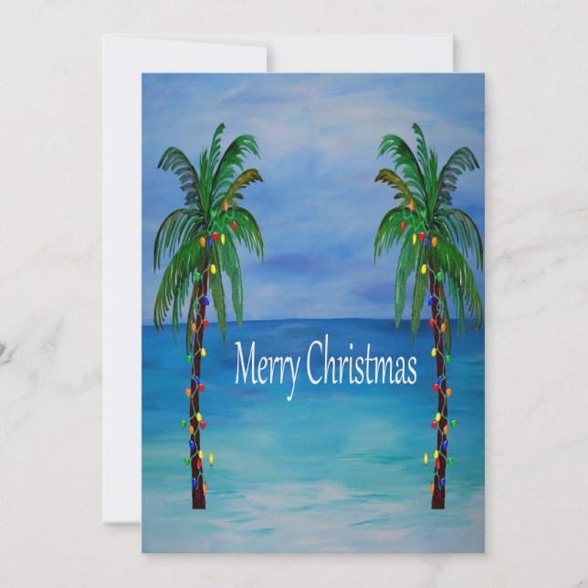 Christmas palm trees tropical Holiday cards. Invitation (Front)