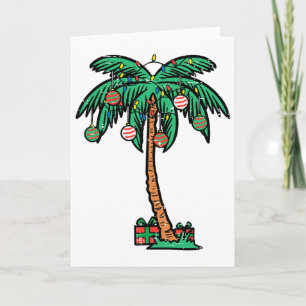 Christmas Palm Xmas Tree Tropical Beach Hawaii Wom Card