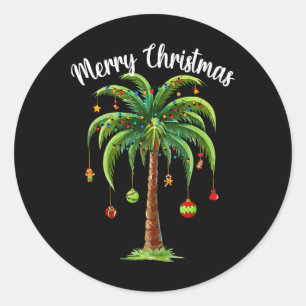 Christmas Palm Xmas Tree Tropical Beach Hawaii Wom Classic Round Sticker