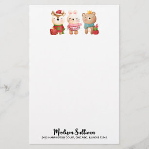 Christmas Pals - Reindeer, Bear & Rabbit Stationery