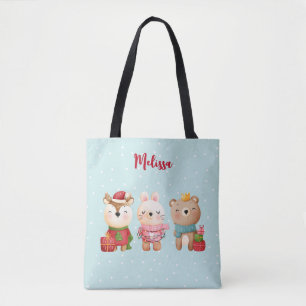 Christmas Pals - Reindeer, Bear & Rabbit Tote Bag