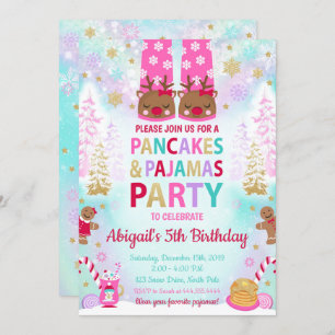 Christmas Pancakes and Pyjamas Birthday Invitation
