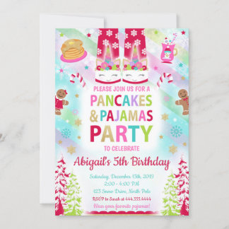 Christmas Pancakes and Pyjamas Birthday Invitation