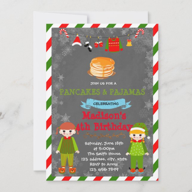 Christmas pancakes and pyjamas invitation (Front)