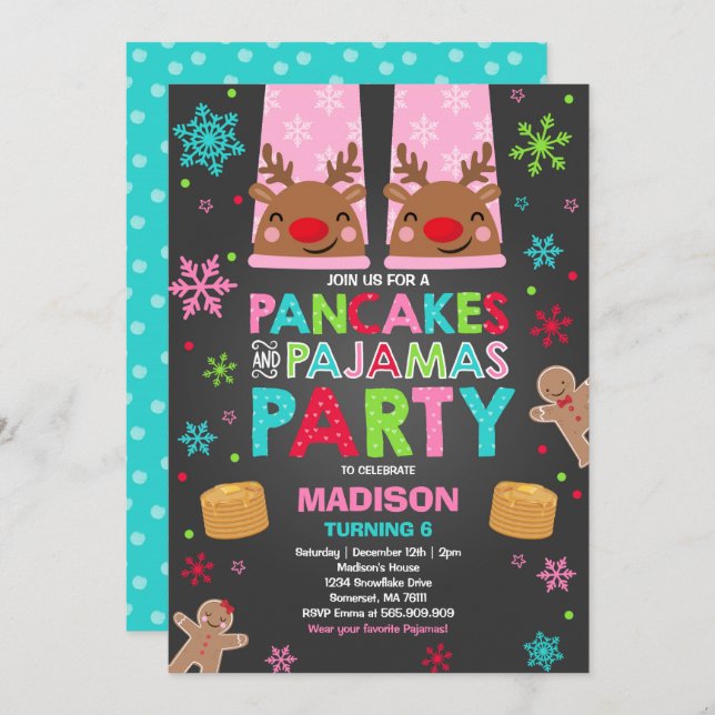 Christmas Pancakes And Pyjamas Invitation Rudolf (Front/Back)
