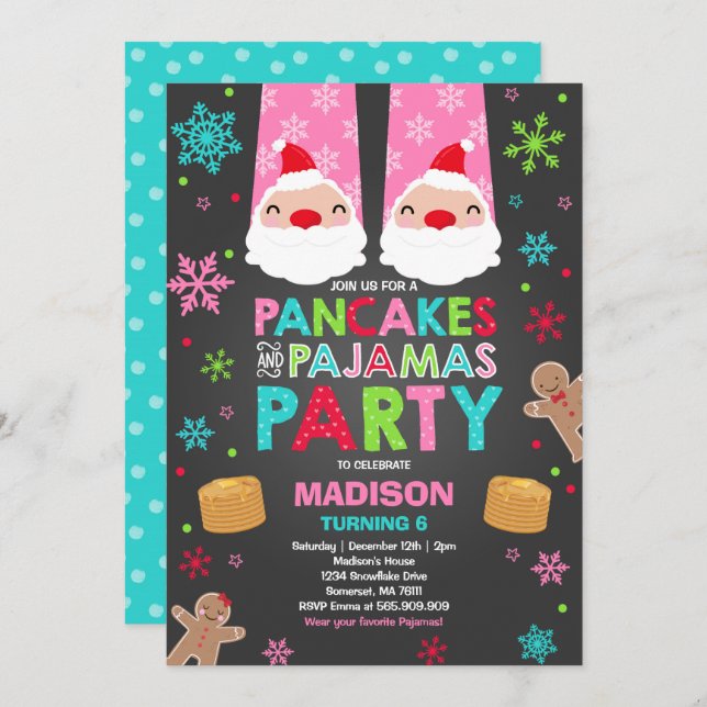 Christmas Pancakes And Pyjamas Invitation Santa (Front/Back)