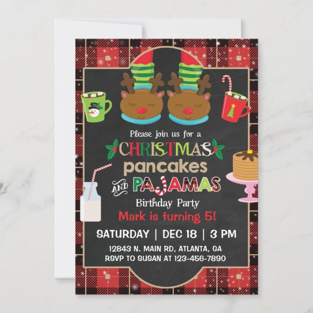 Christmas pancakes and pyjamas party. invitation (Front)