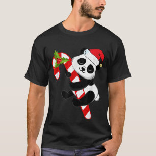 Christmas Panda Bear Candy Cane Holiday Sleeping B T-Shirt