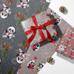 Christmas Panda Bears Ornaments Santa Hats Wrapping Paper Sheet<br><div class="desc">Cute watercolor whimsical Christmas panda bears with Christmas ornaments,  greenery,  and Santa hats.</div>