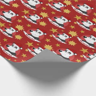 Christmas panda cartoon wrapping paper