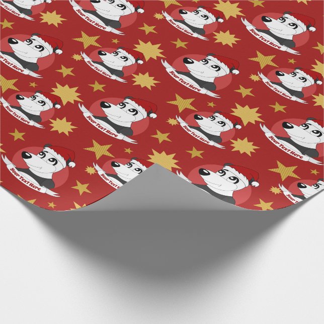 Christmas panda cartoon wrapping paper (Corner)