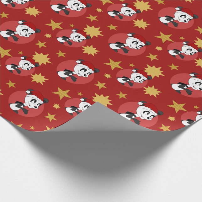 Christmas panda cartoon wrapping paper (Corner)