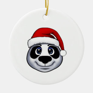 Christmas Panda Ceramic Ornament