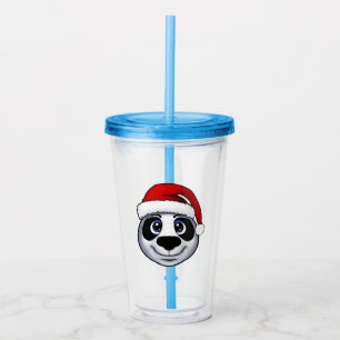 Christmas Panda Ceramic Ornament Acrylic Tumbler