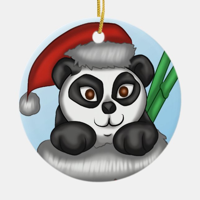 Christmas Panda Ceramic Tree Decoration (Front)