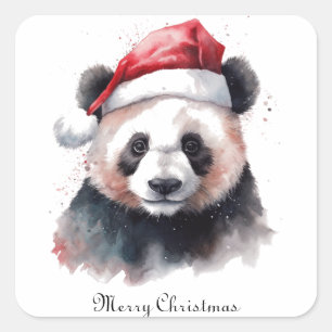 Christmas Panda, customisable Square Sticker