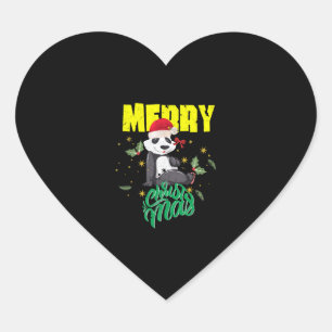 Christmas Panda Heart Sticker