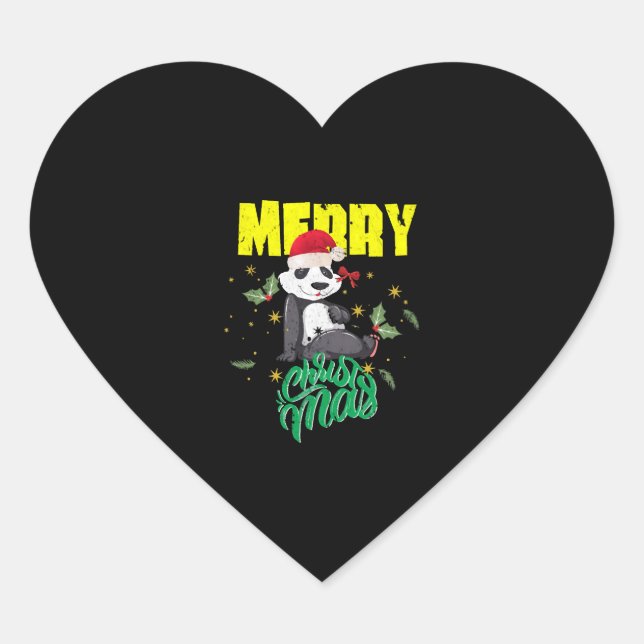 Christmas Panda Heart Sticker (Front)