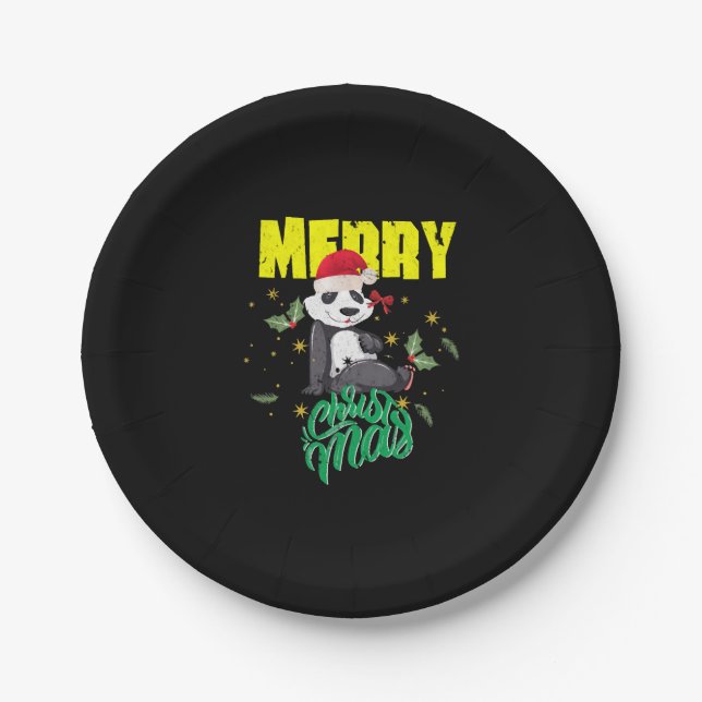 Christmas Panda Paper Plate (Front)