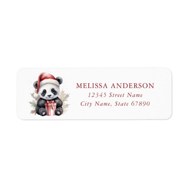 Christmas Panda Return Address Labels (Front)