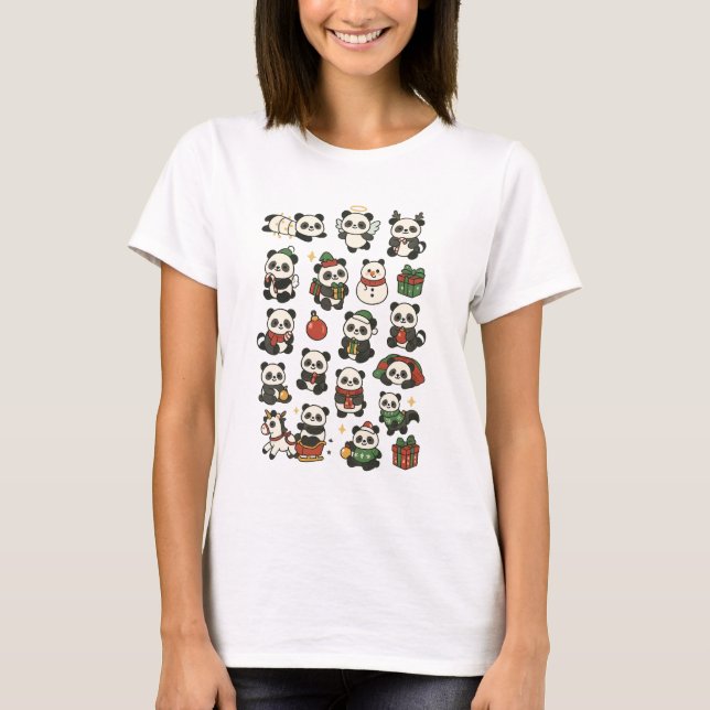 Christmas Panda Squad – Cute Funny Pandas in Holid T-Shirt (Front)