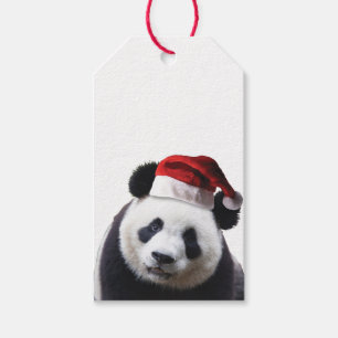 Christmas Panda with Santa Hat Gift Tags