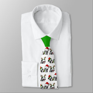 Christmas Pandas Neck Tie