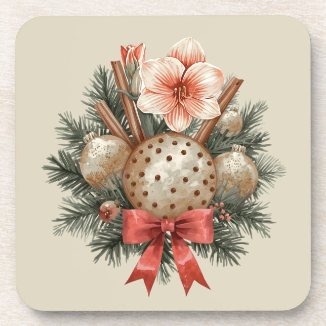 Christmas Panettone Arrangement Coaster (Front)