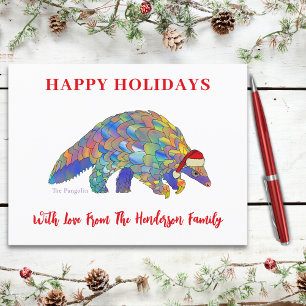 Christmas Pangolin Cute Santa Custom Holiday Postcard