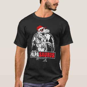 Christmas Papasaurus Papa Dinosaur T Rex Santa Fun T-Shirt