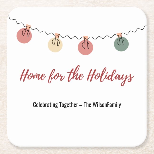 Christmas Paper Coaster with Playful Holiday Icons (Front)