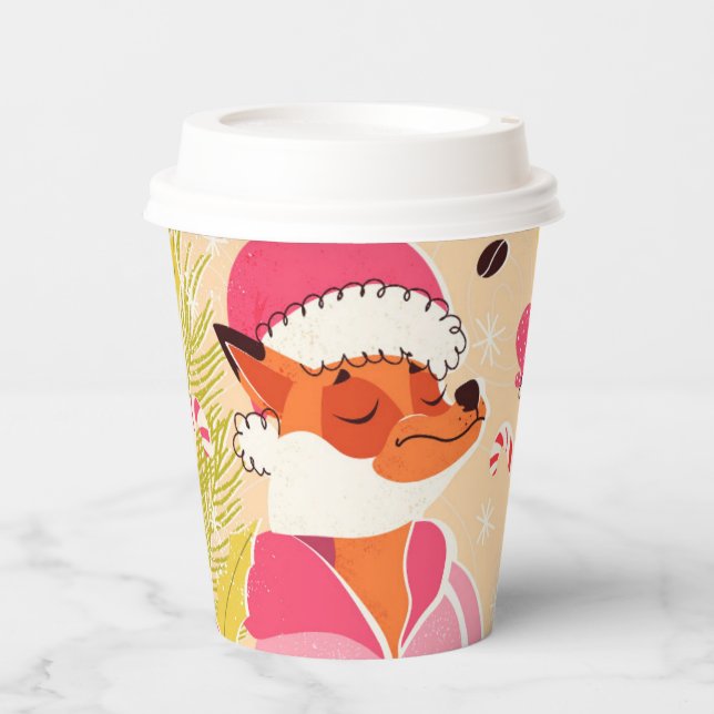 Christmas paper cup with a fox (Front)