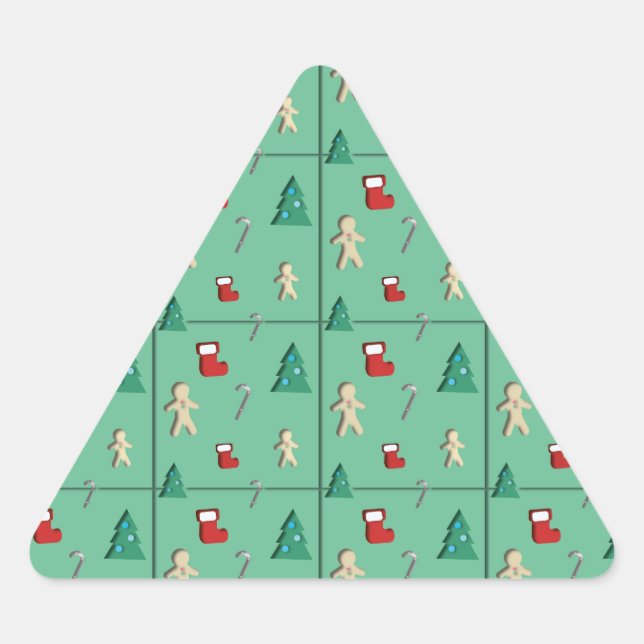 Christmas paper cut Triangle Sticker (Front)