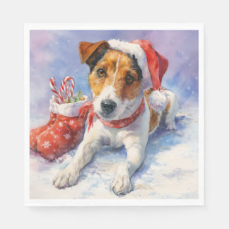 Christmas Paper Napkin with adorable Jack Russel