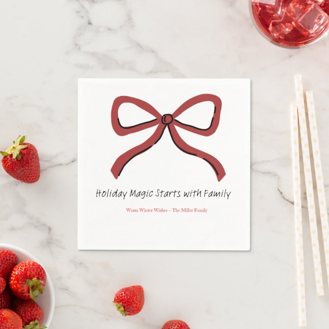 Christmas Paper Napkin with Trees & Hearts (Insitu)