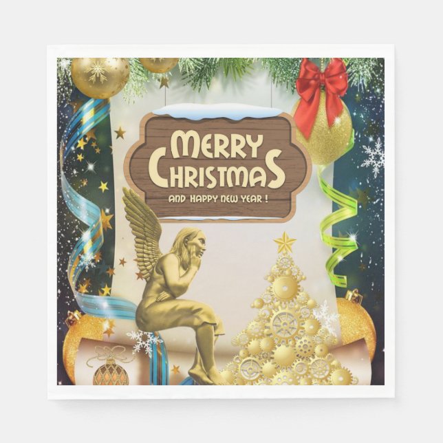 Christmas Paper Napkins, Christmas Angel Napkin (Front)