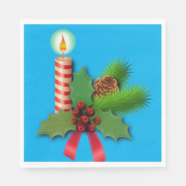 Christmas Paper Napkins, Christmas Candle Napkin (Front)