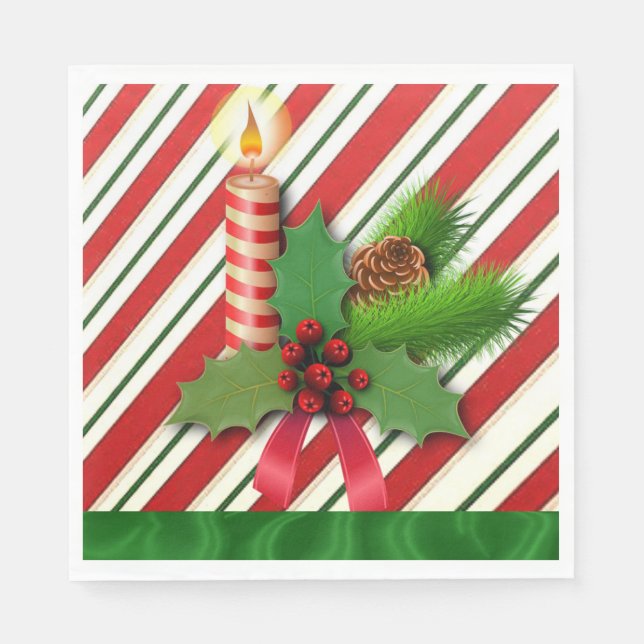 Christmas Paper Napkins, Christmas Candle Napkin (Front)