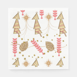 Christmas Paper Napkins, Gold Trees  Napkin