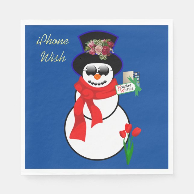 Christmas Paper Napkins, Iphone Wish Napkin (Front)