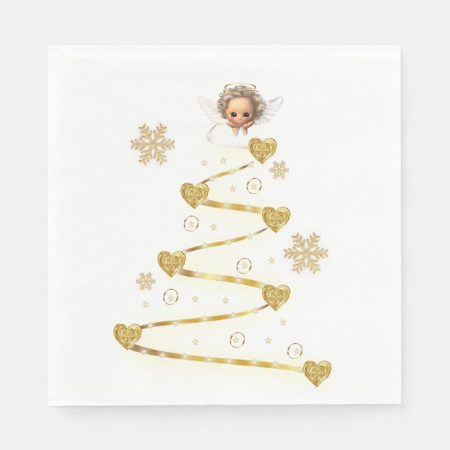 Christmas Paper Napkins, Merry Christmas, Angel Napkin (Front)