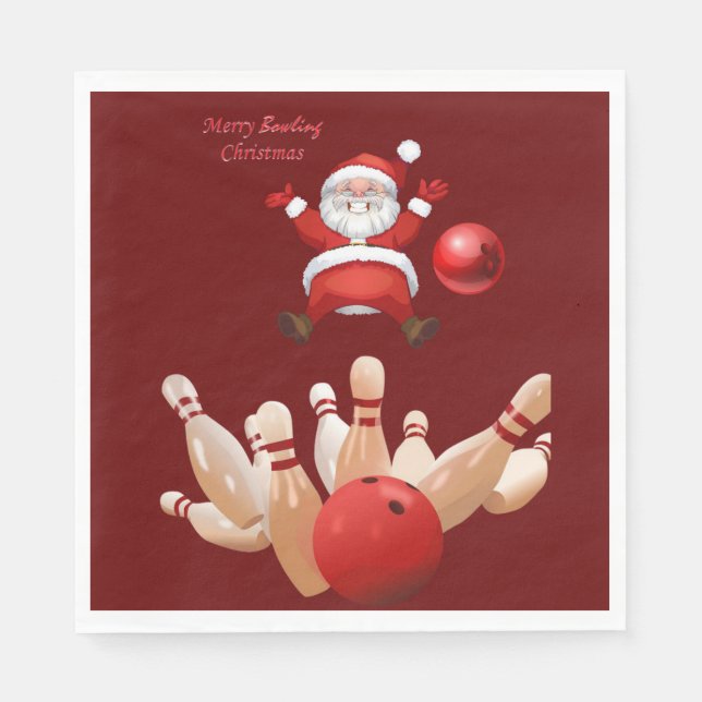 Christmas Paper Napkins, Merry Christmas, Bowling Napkin (Front)
