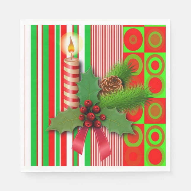 Christmas Paper Napkins, Merry Christmas, Candle Napkin (Front)