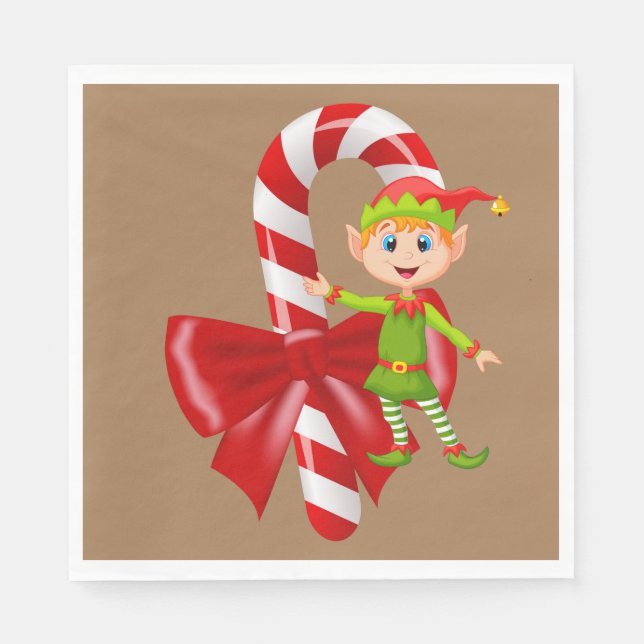 Christmas Paper Napkins, Merry Christmas, Elf Napkin (Front)