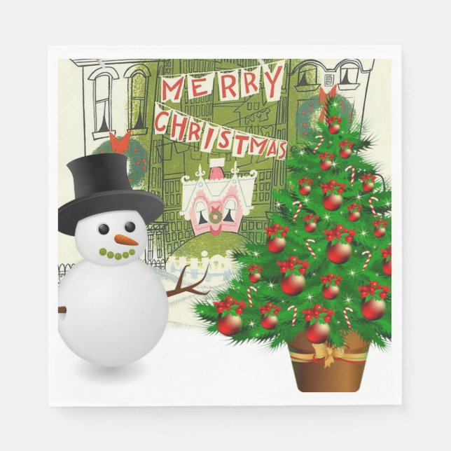 Christmas Paper Napkins, Merry Christmas Napkin (Front)