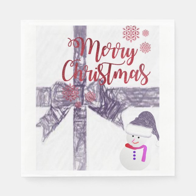 Christmas Paper Napkins, Merry Christmas Napkin (Front)